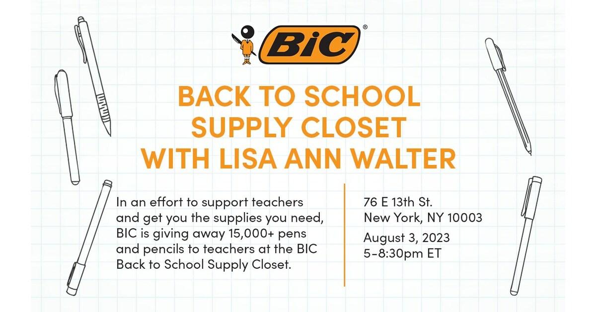 Lisa Ann Walter partners with BIC to support classrooms and gift teachers with free school supplies.