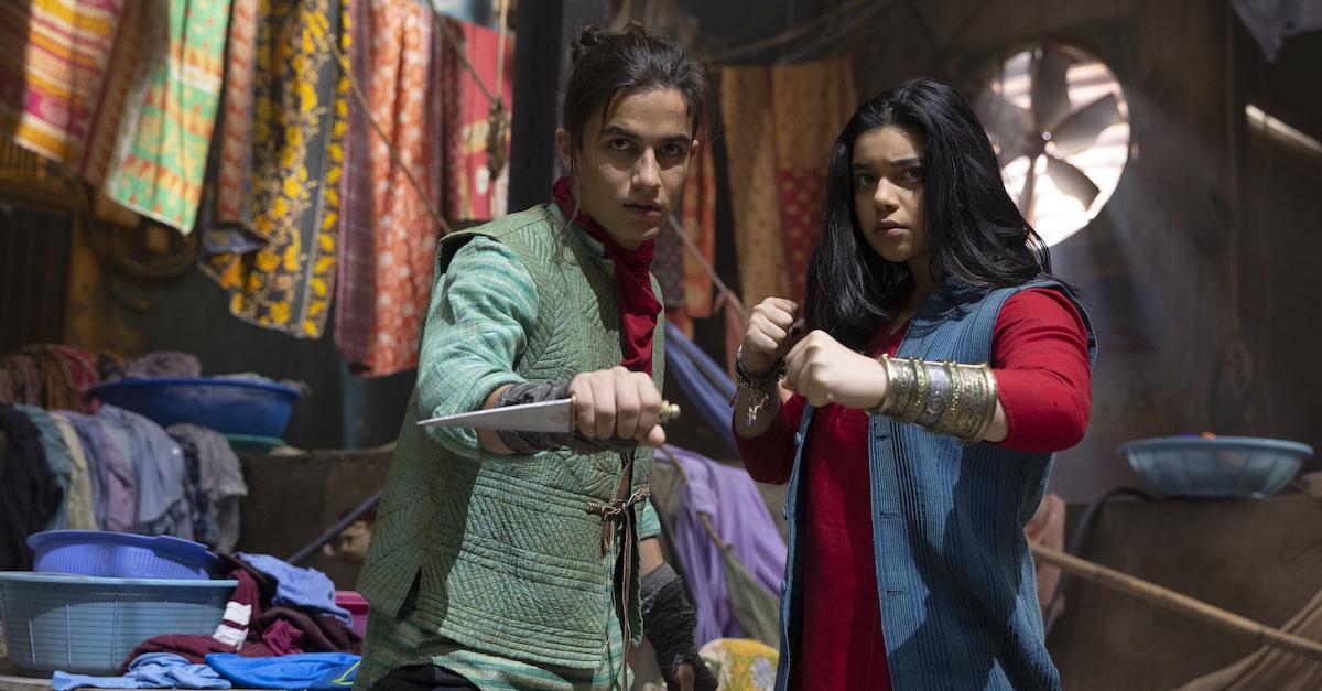 Aramis Knight as Red Dagger/Kareem and Iman Vellani as Ms. Marvel/Kamala Khan in Marvel Studios' MS. MARVEL