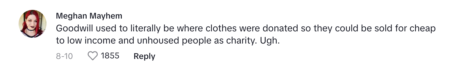 A commenter is frustrated that Goodwill has changed over the years