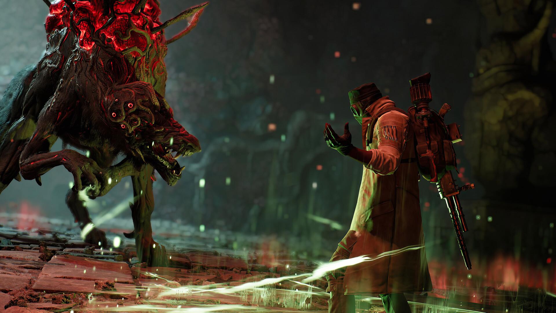 'Remnant II' Player using healing ability during a fight.