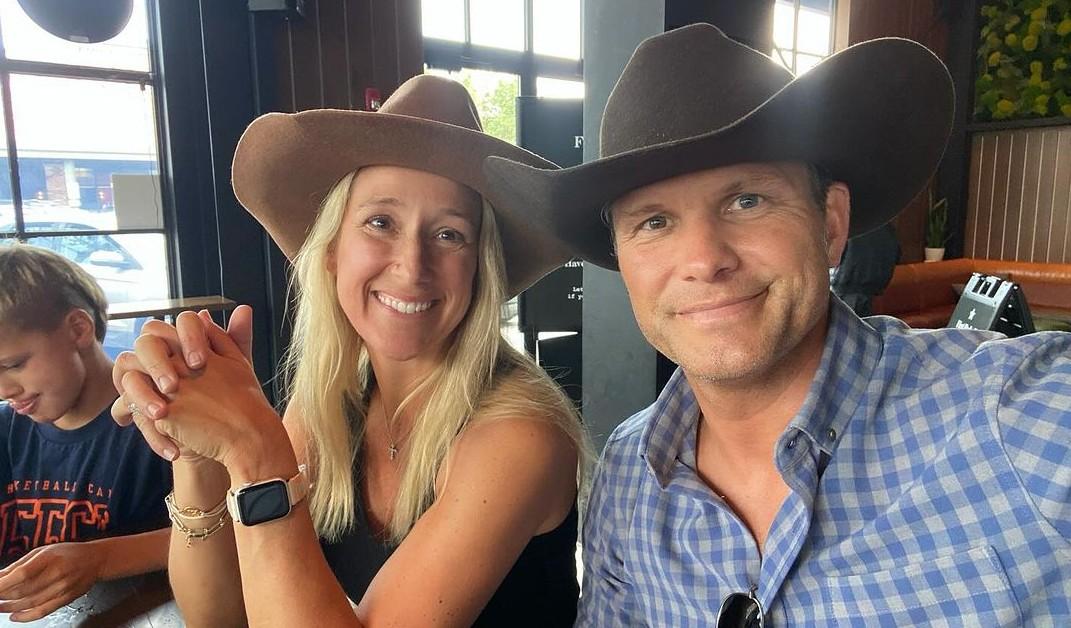 Pete Hegseth enjoying a meal in a cowboy hat with his third wife