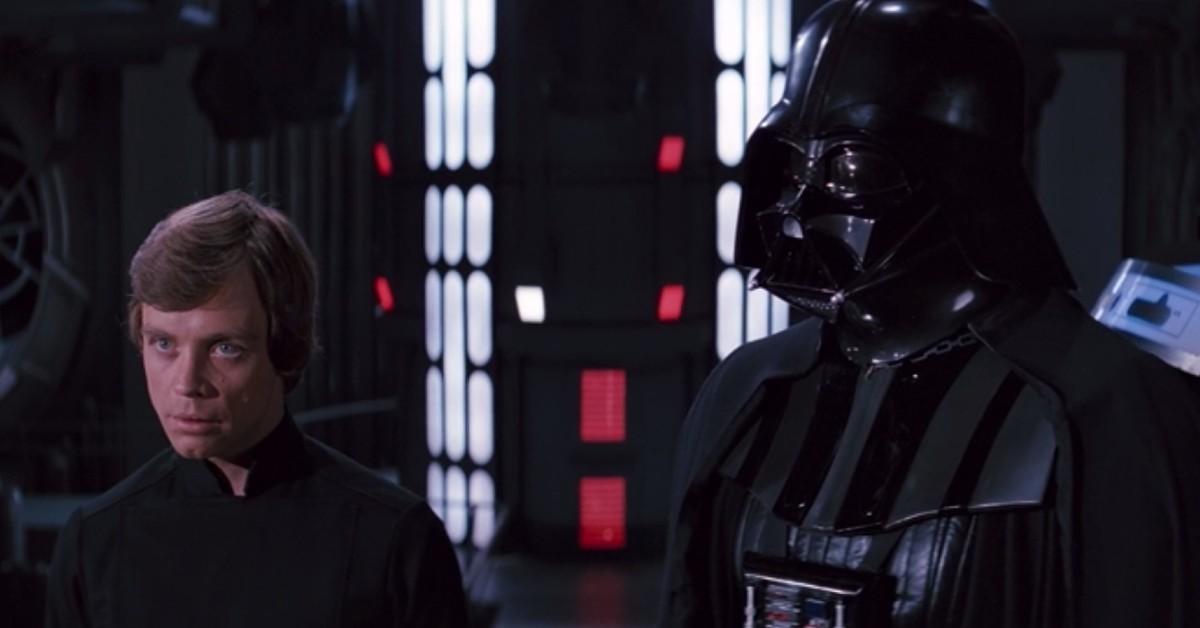 luke skywalker and darth vader in emperors chambers