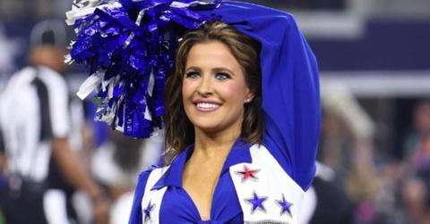 Caroline Sundvold cheers on the Dallas Cowboys field in uniform
