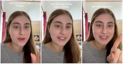 A woman says apartments are so expensive that she can only afford a parking space.