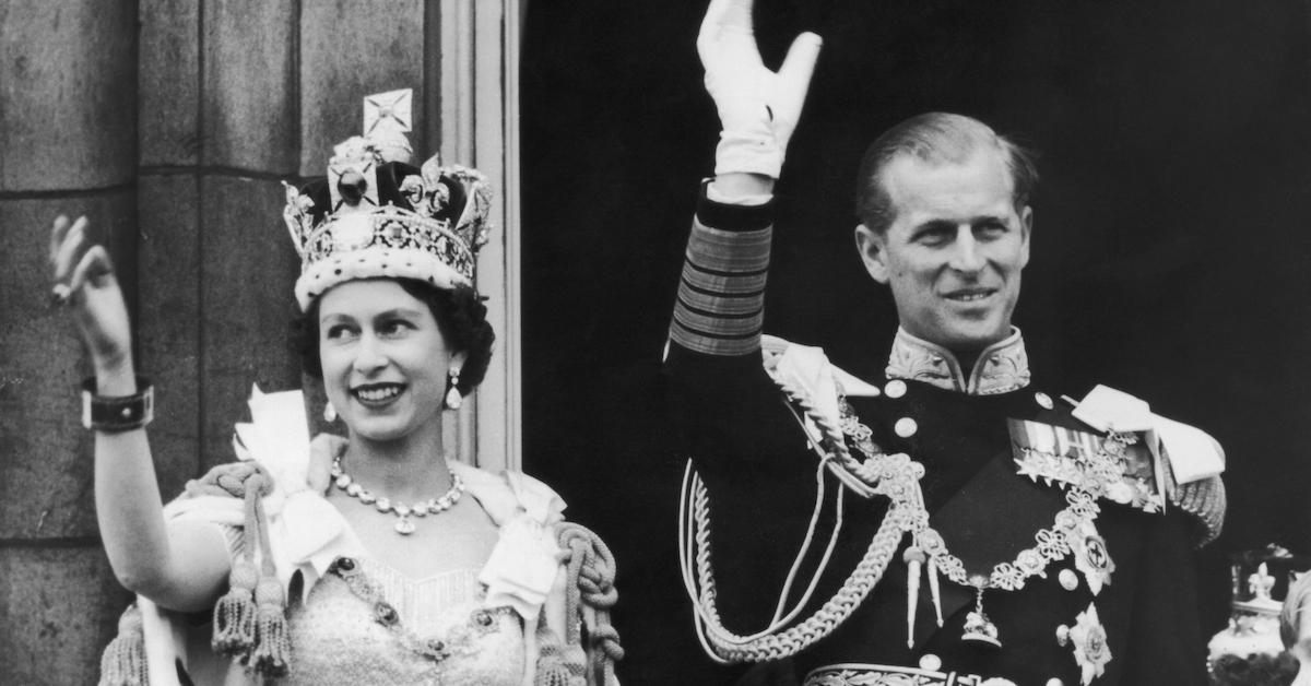 Queen Elizabeth II and the Duke of Edinburgh at the balcony at Buckingham Palace after Elizabeth's coronation, June 2, 1953