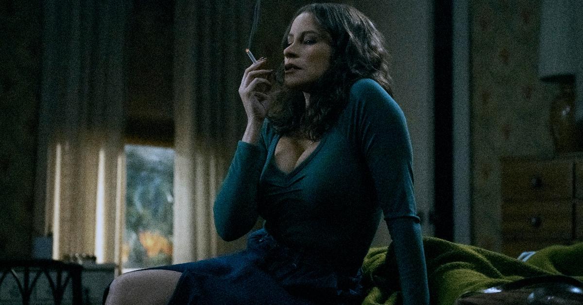 Sofia Vergara, as Griselda Blanco, smoking a cigarette