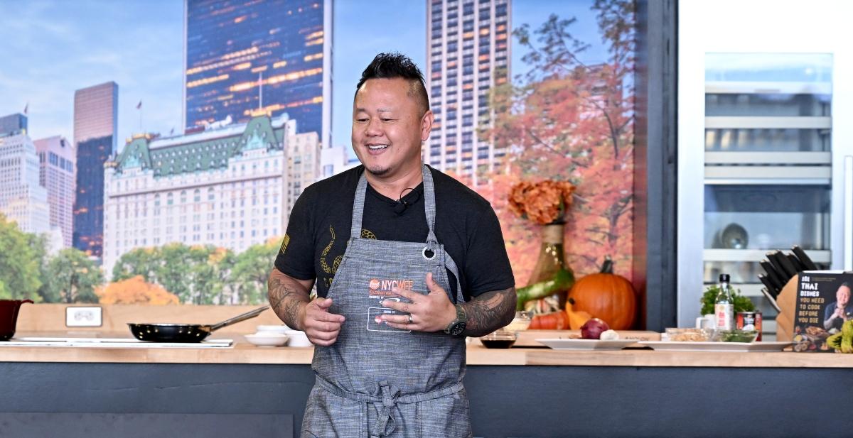 Chef Jet Tila makes the presentation during the Food Network New York City Wine & Food Festival