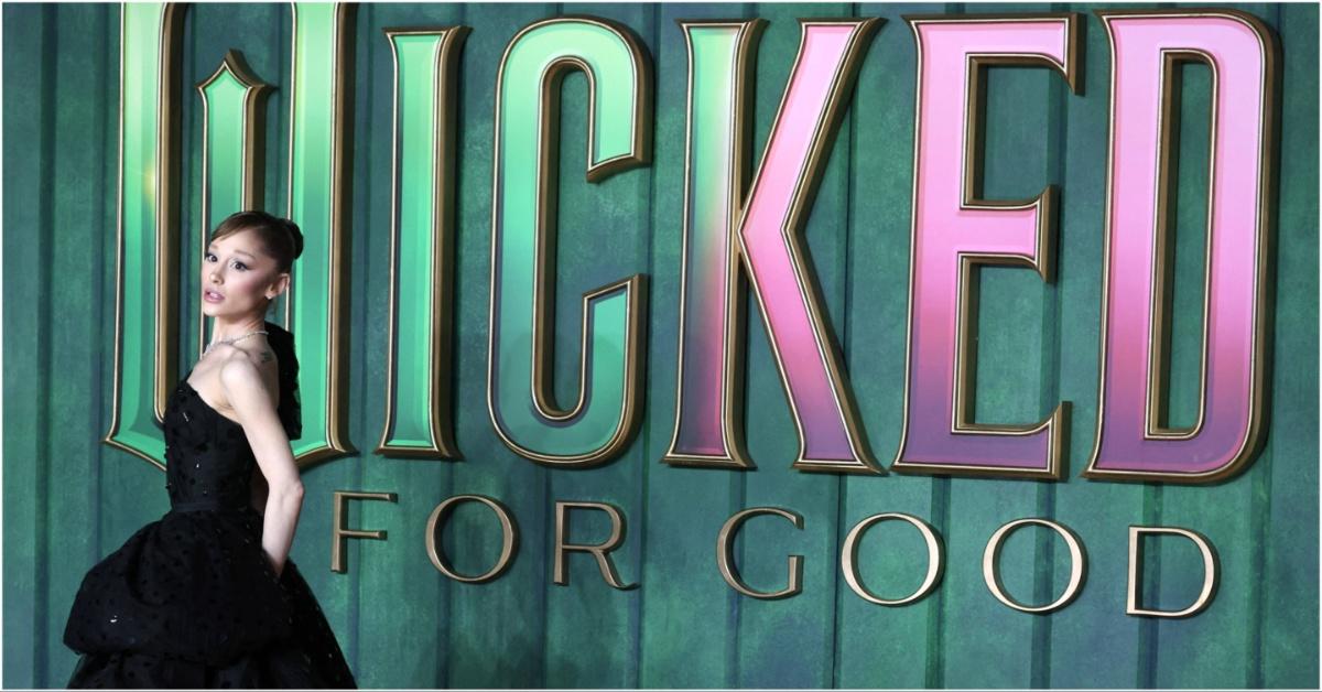 Ariana Grande posing at an event for the movie Wicked