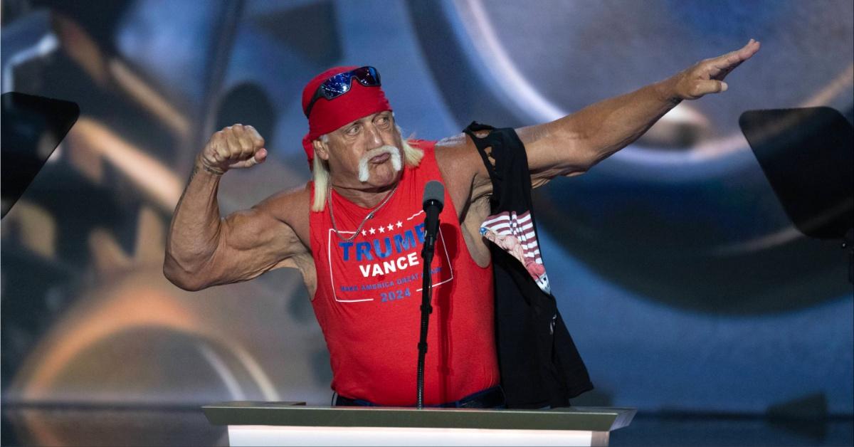 Hulk Hogan speaks at the 2024 Republican National Convention. 