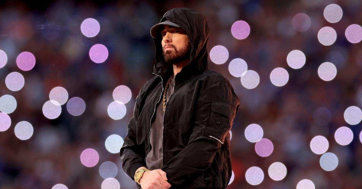 Eminem performs during the Pepsi Super Bowl LVI Halftime Show.