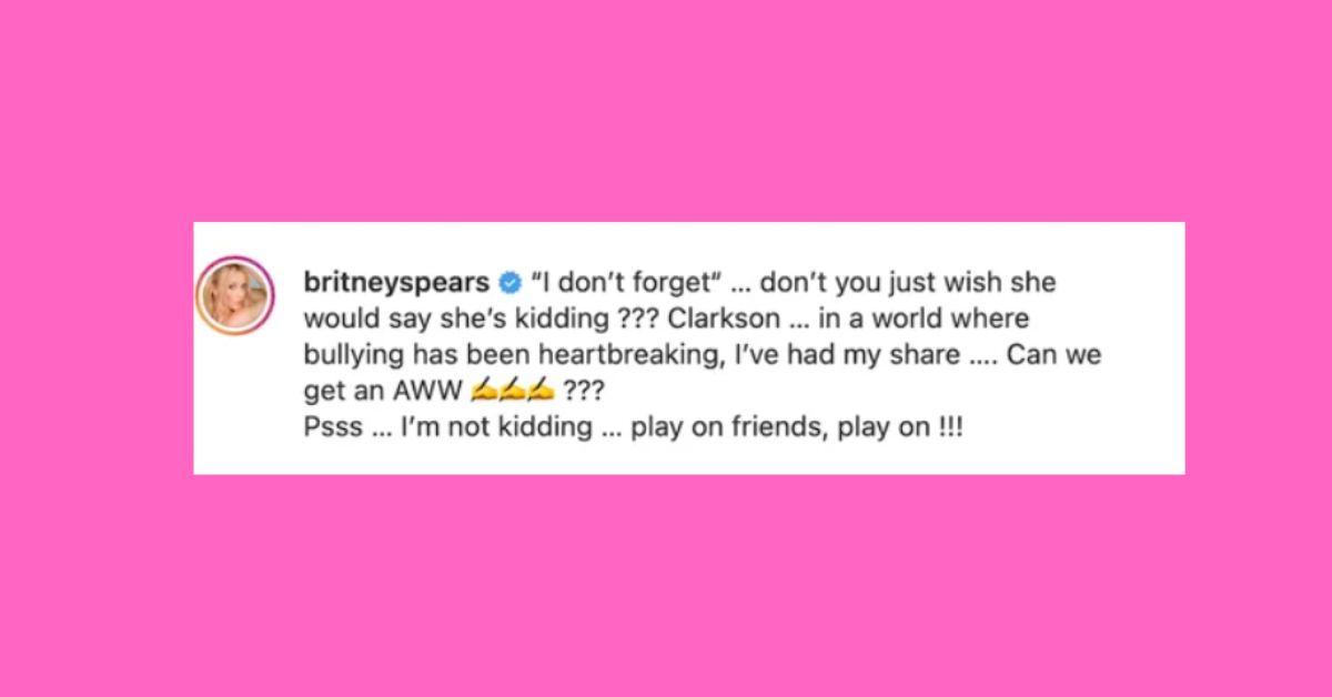 Britney spears addresses kelly clarkson drama