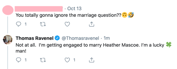 Thomas Ravanel tweeting about baby mama Heather Mascoe