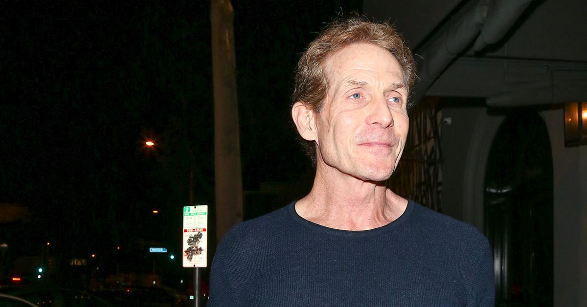 Skip Bayless in a blue sweater in New York City. 