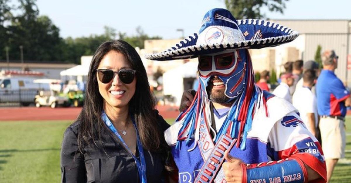 Bills co-owner Kim Pegula chats with Josh Allen