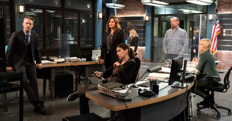 Peter Scanavino as Detective Sonny Carisi, Mariska Hargitay as Captain Olivia Benson, Jamie Gray Hyder as Officer Katriona "Kat" Azar Tamin, Ice T as Detective Odafin "Fin" Tutuola, Kelli Giddish as Detective Amanda Rollins