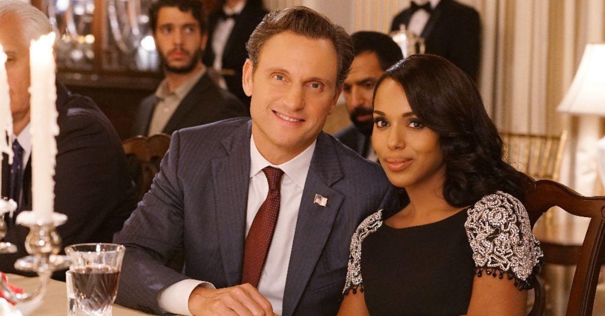 Olivia and Fitz pose together at a dinner party