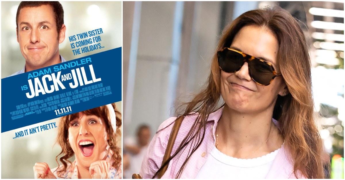 Katie Holmes and the movie poster for 'Jack and Jill'