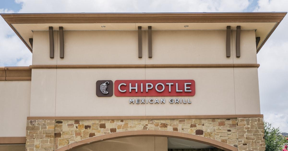 The exterior of a Chipotle Mexican Grill store is shown in houston, texas