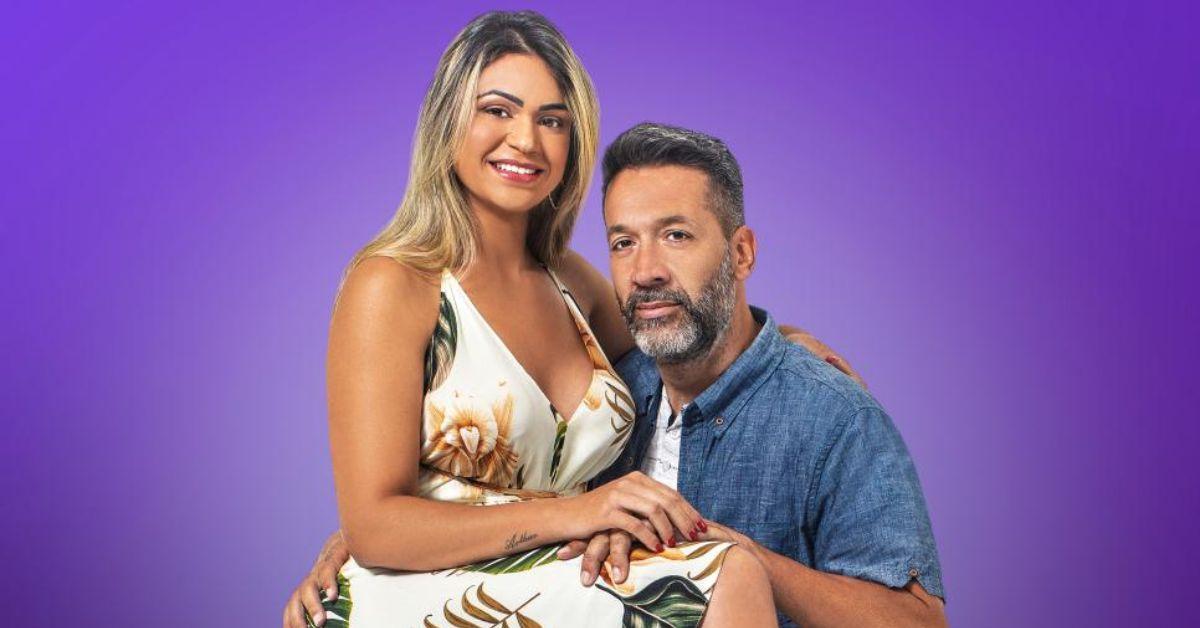 Ingrid, seated on Brian's lap as they pose  for '90 Day Fiancé: Before the 90 Days' Season 7 promo photo