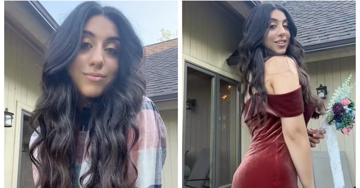 Sania Khan doing a before and after on TikTok