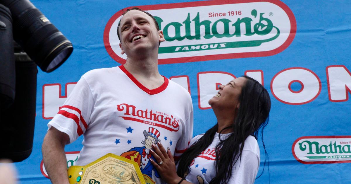 Joey Chestnut and Neslie Ricasa