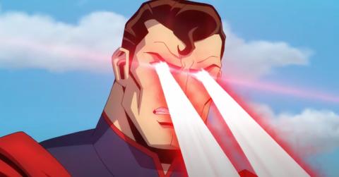 Superman unleashing his laser eyes