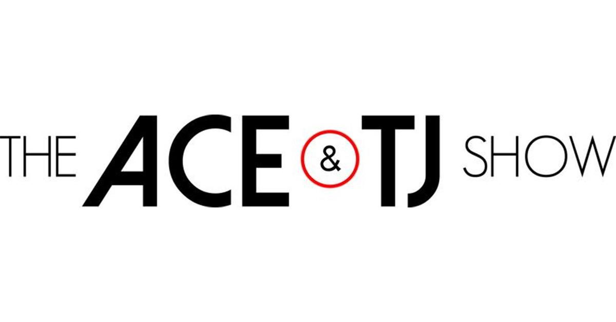 The logo for the Ace and TJ Show. 