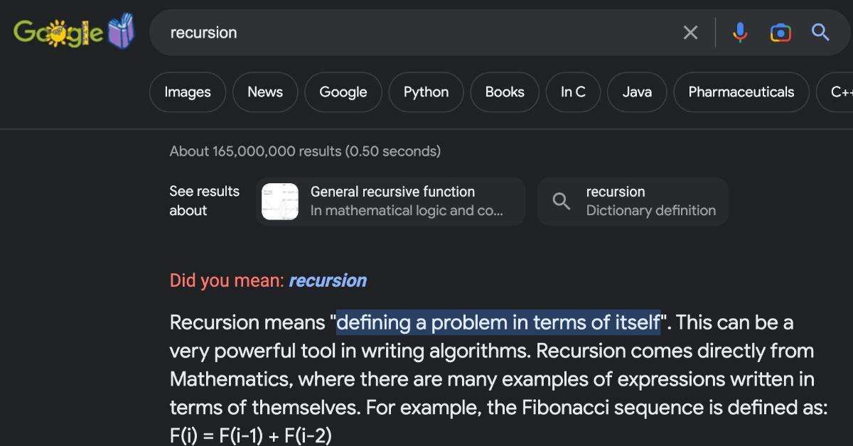 google recursion easter egg