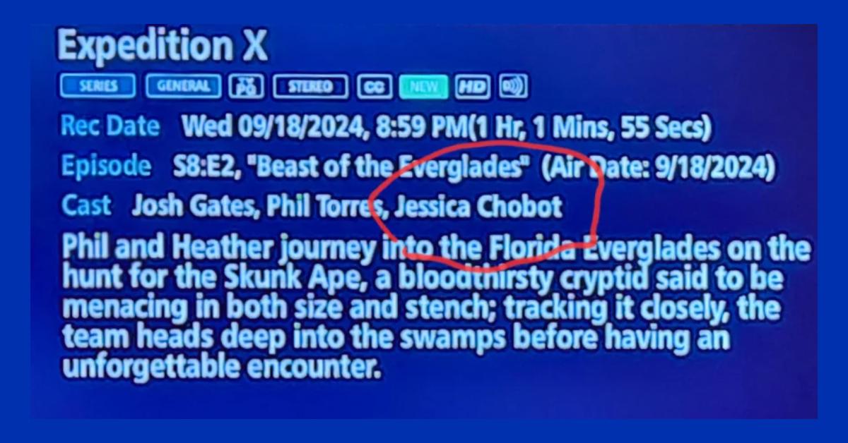 Reddit user u/LRonHubbub revealed that Jessica Chobot is still listed as a main cast member on 'Expedition X.'