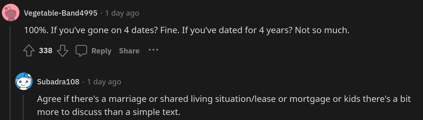 fine to break up over text