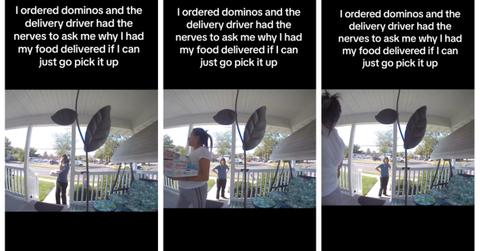 A Domino's driver chastises customer for using delivery