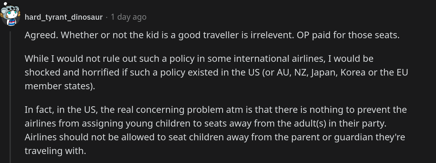 first class passenger angry at toddler