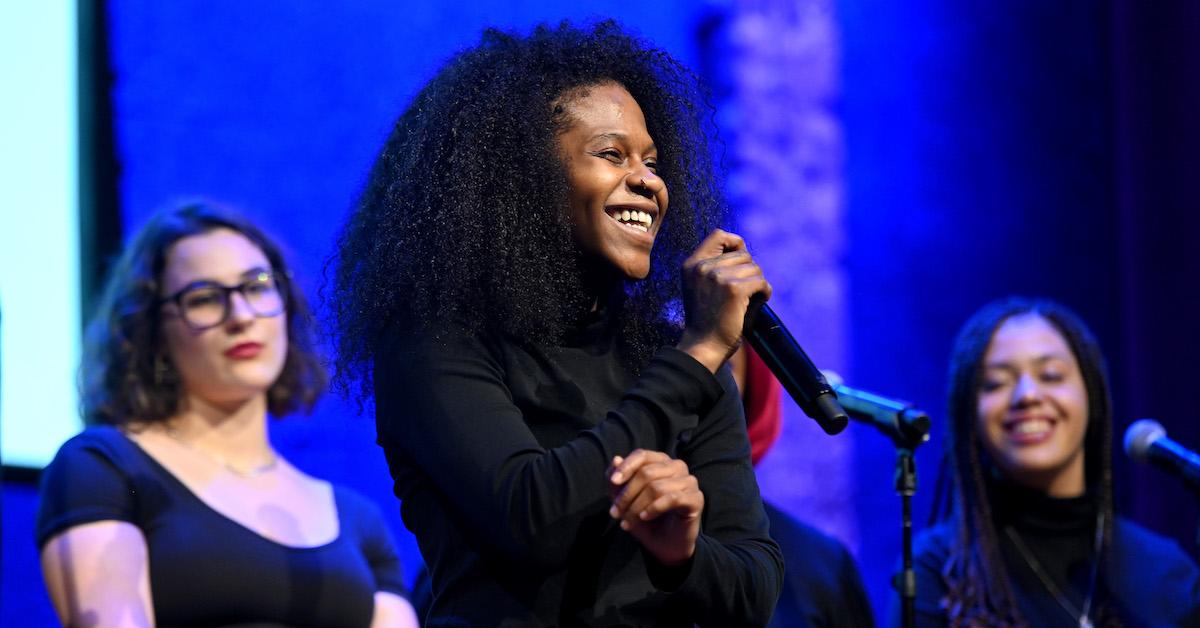 Just Sam performs on stage during the 2022 FairVote Awards at City Winery on April 11, 2022 in New York City