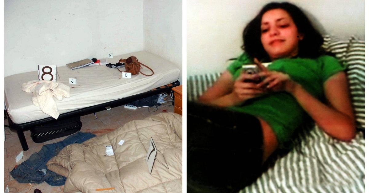 (L-R): Meredith Kercher crime scene; Meredith Kercher