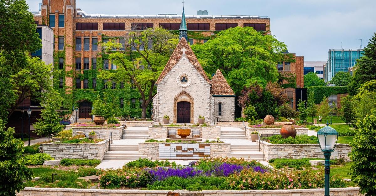The outside of Marquette University chapel.