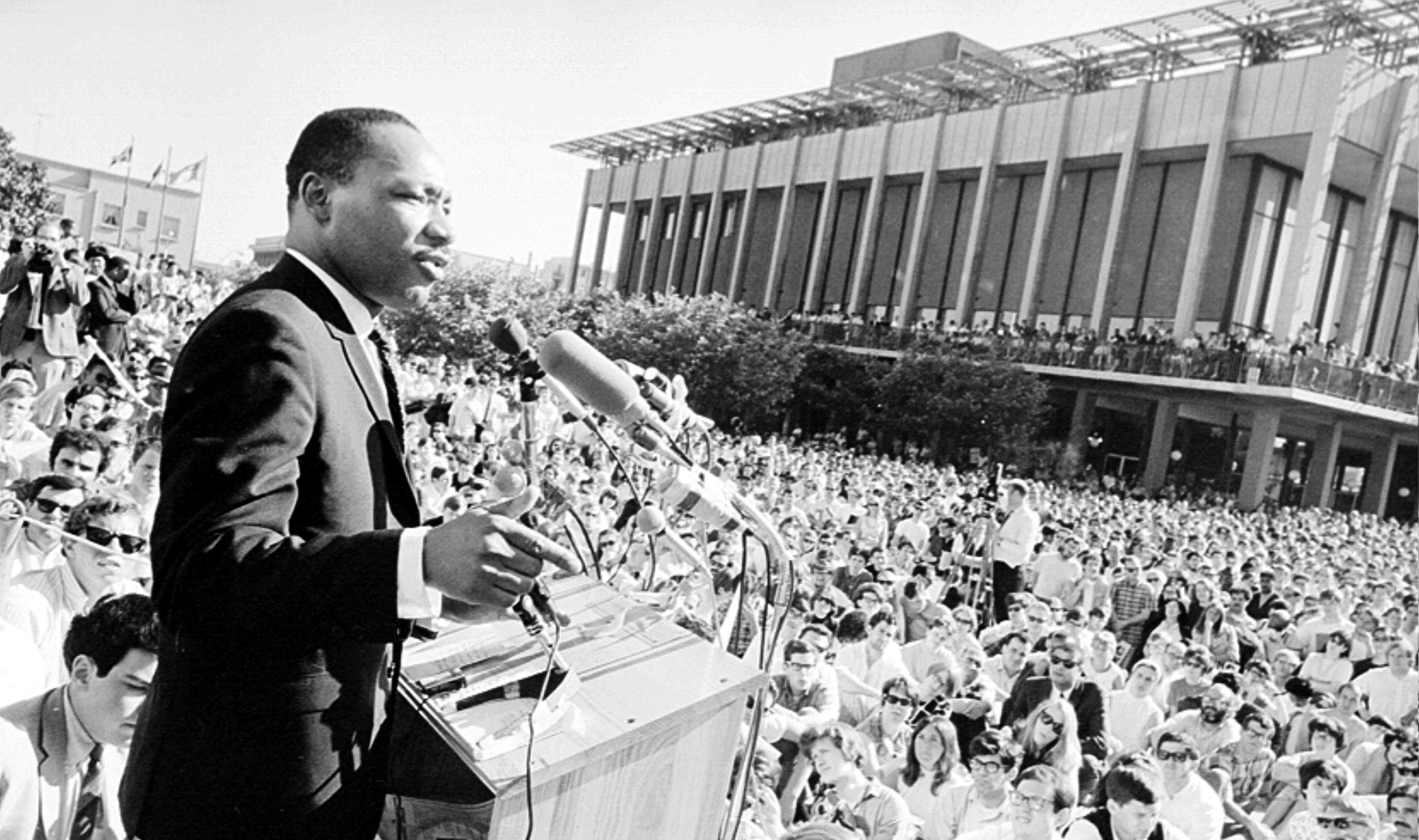 Martin Luther King, Jr. delivers a speech on May 17, 1967.