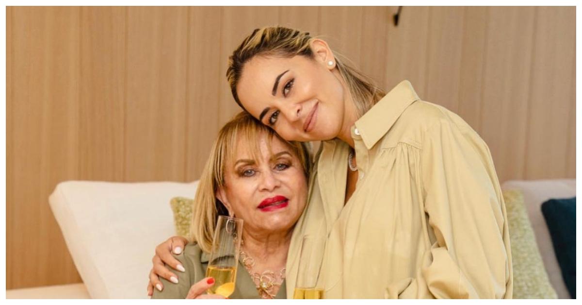 (l-r): Nicole Martin's mother and her smiling and talking