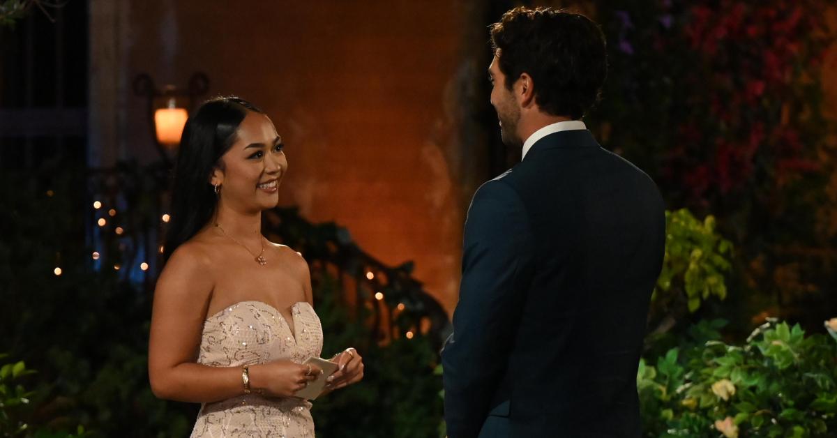 Lea Cayanan and Joey Graziadei at the mansion during the Season 28 premiere of 'The Bachelor'