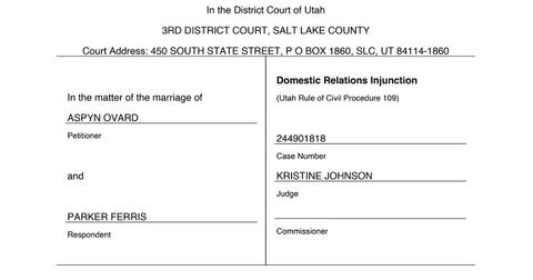 The divorce filing between Aspyn Ovard and Parker Ferris.