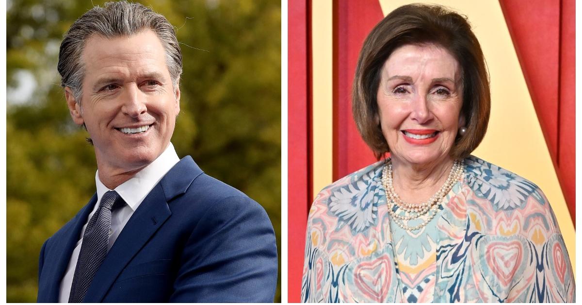 (L-R): Gavin Newsom; Nancy Pelosi