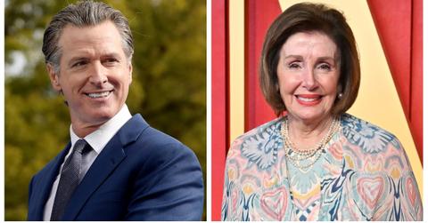 (L-R): Gavin Newsom; Nancy Pelosi