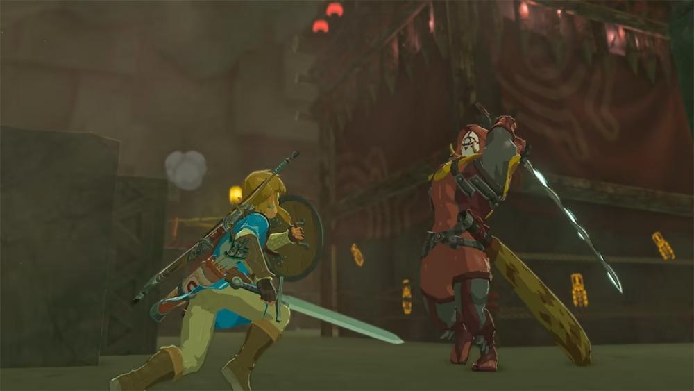 Link fighting an enemy in Breath of the Wild.