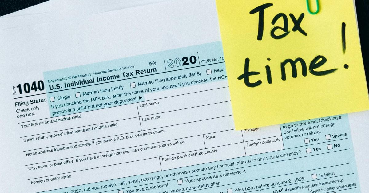 Tax time form with a sticky note