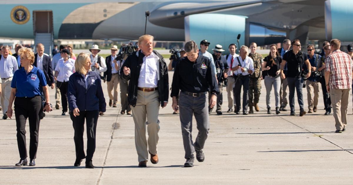 Linda McMahon with Trump near Air Force One