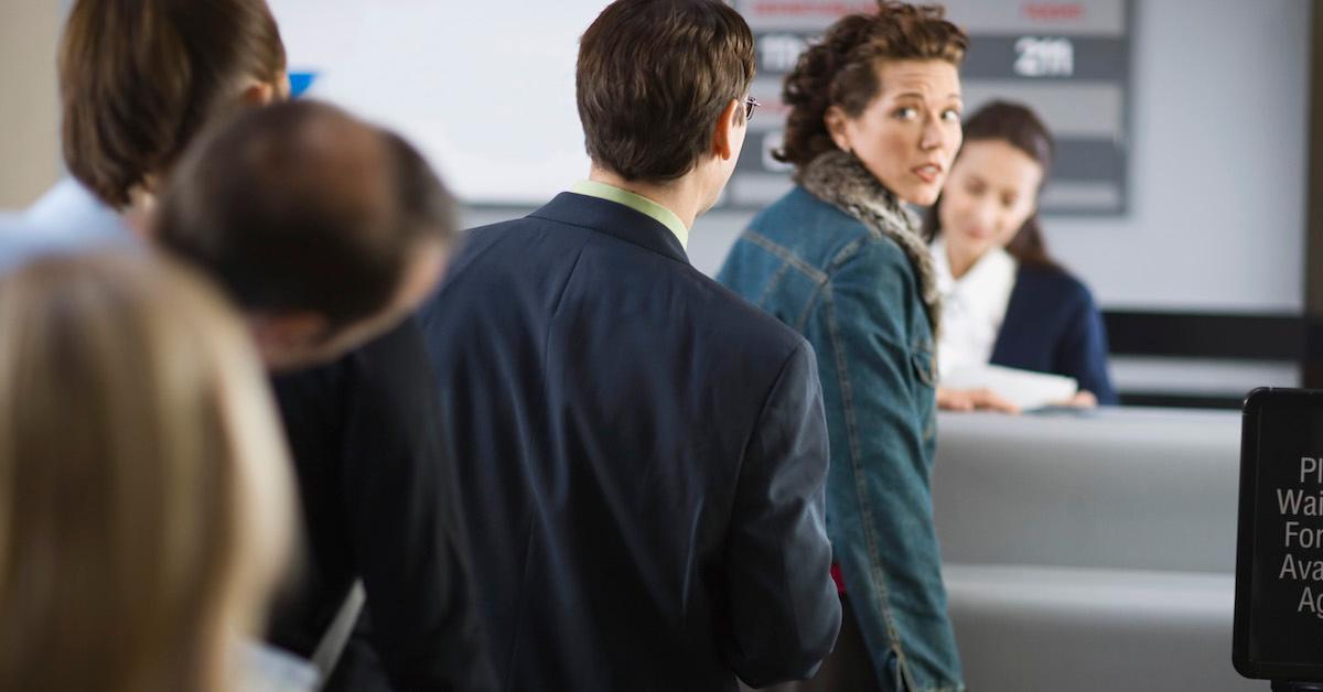 Woman in airport line