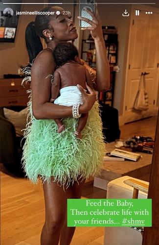 Jasmine Cooper holding baby Si