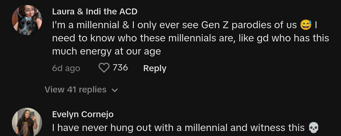 Millennials essen Essensparodie