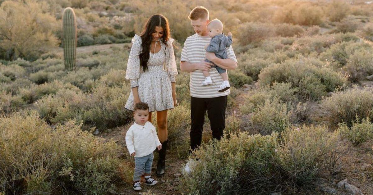 Layla Taylor stands behind her son Ollie, while her now ex-husband Clayton Wessel holds their youngest son Max