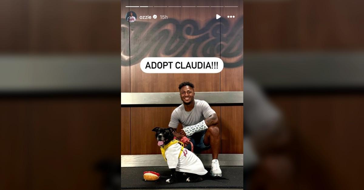 Ozzie Albies shows broken wrist in picture with pup Claudia