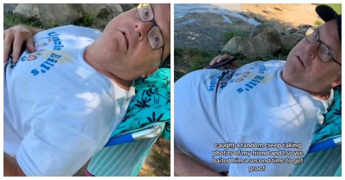 A man gets confronted after he was caught taking pictures of girls at the beach